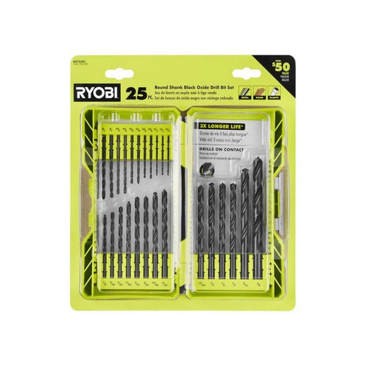 RYOBI Black Oxide Round Shank Drill Bit Set (25-Piece)